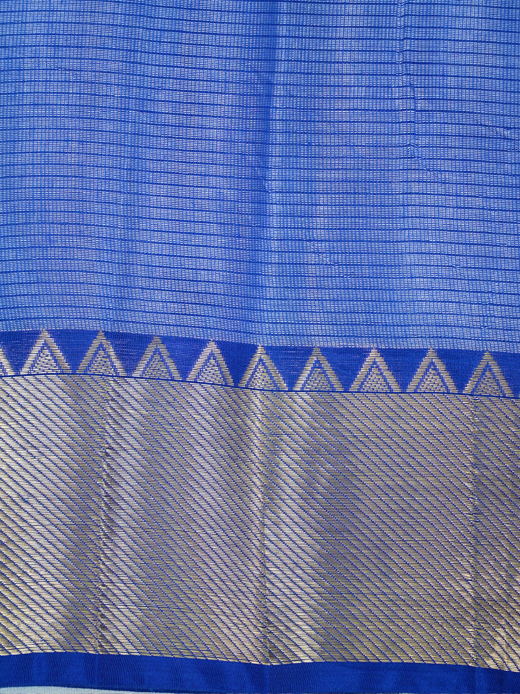 Off-White & Royal Blue Soft Cotton Floral Embroidered Saree with Zari Border