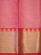 Off-White &  Pink Soft Cotton Floral Embroidered Saree with Zari Border
