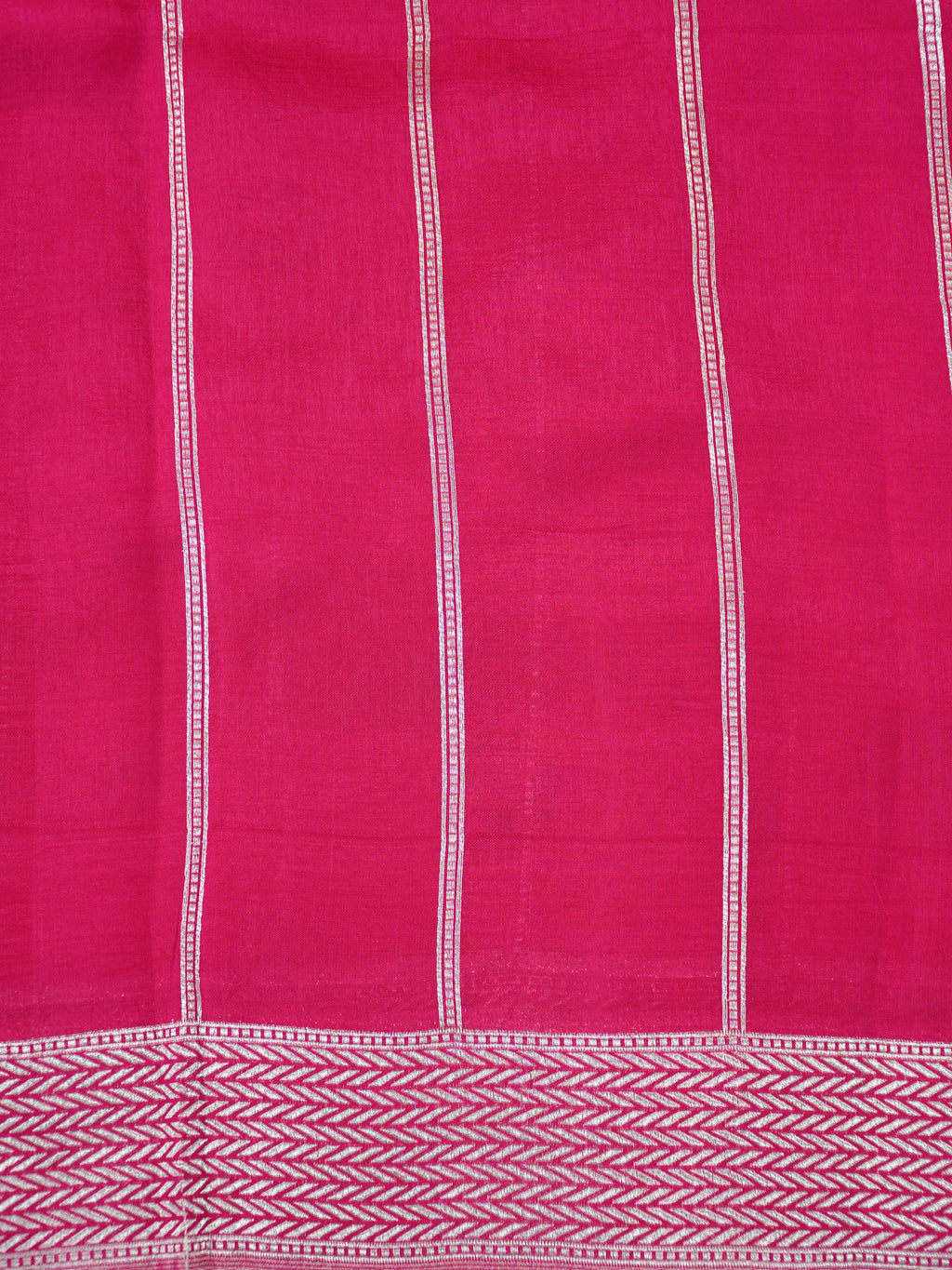 Rani Pink Banarasi Semi Butter Silk Saree with Meenakari Floral Border & Silver Zari Pallu