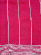 Rani Pink Banarasi Semi Butter Silk Saree with Meenakari Floral Border & Silver Zari Pallu