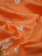 Bright Peach-Orange Banarasi Butter Silk Saree with Meenakari Floral Accents