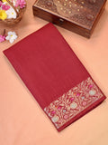 Maroon Banarasi Chiniya Silk Saree with Meenakari Floral Border & Rich Zari Pallu