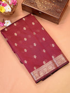 Deep Maroon & Charcoal Black Banarasi Soft Cotton Silk Saree