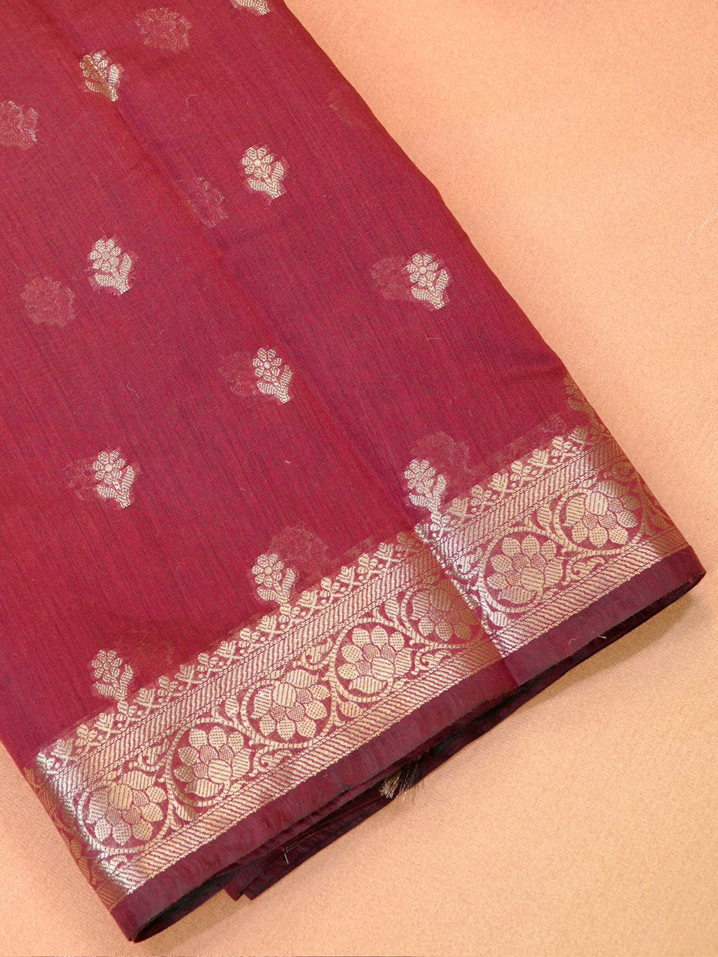 Deep Maroon & Charcoal Black Banarasi Soft Cotton Silk Saree