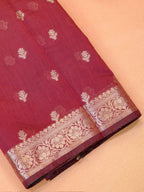 Deep Maroon & Charcoal Black Banarasi Soft Cotton Silk Saree