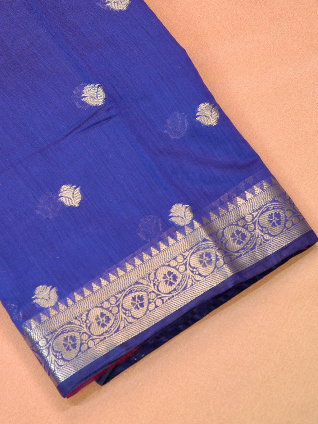 Royal Blue & Magenta Pink Banarasi Soft Cotton Silk Saree