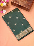 Bottle Green & Olive Green Banarasi Soft Cotton Silk Saree