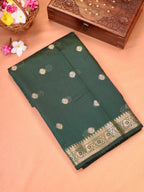 Bottle Green & Olive Green Banarasi Soft Cotton Silk Saree