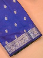Royal Blue & Olive Green Banarasi Soft Cotton Silk Saree