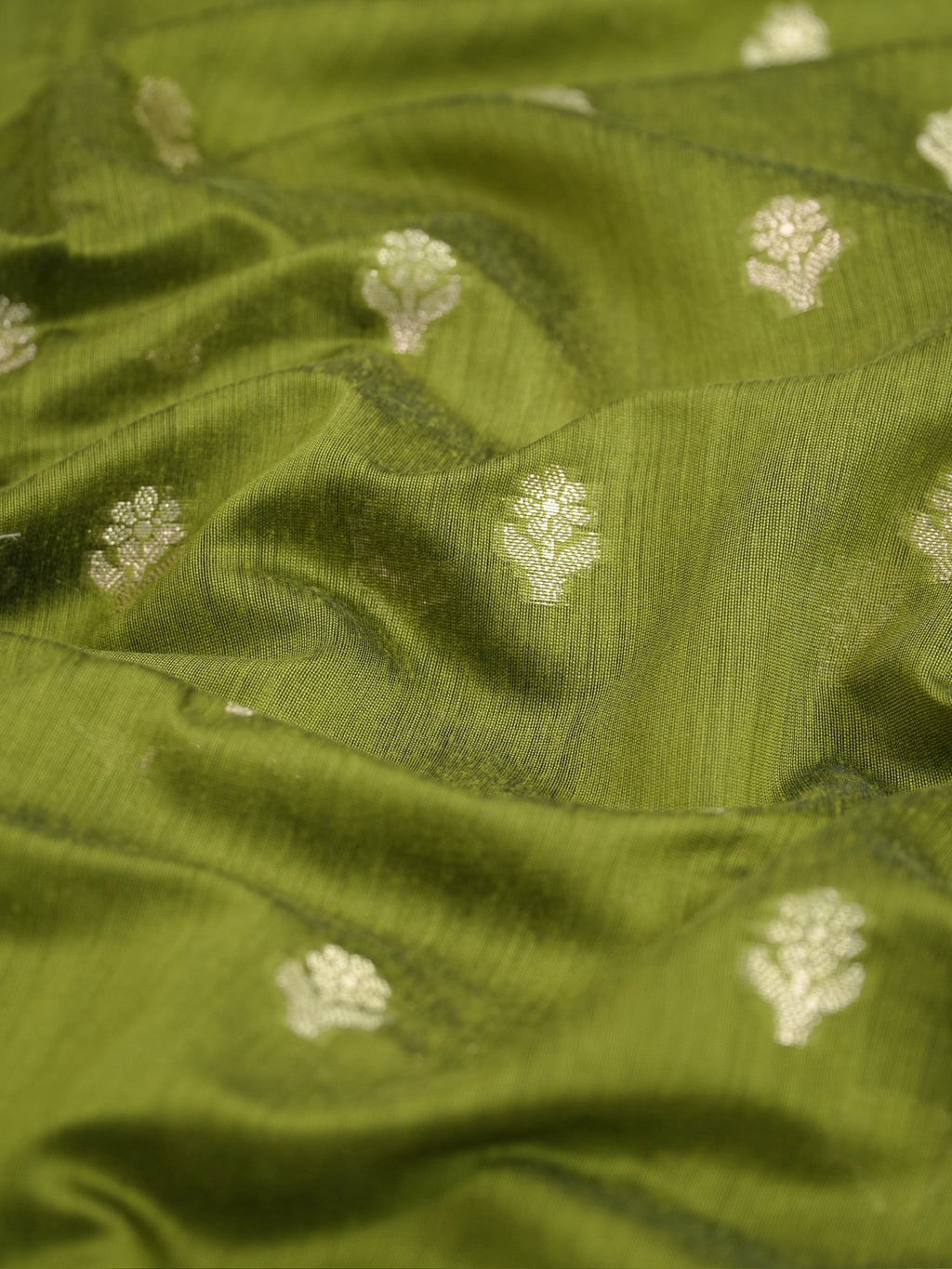 Olive Green &  Royal Blue Banarasi Soft Cotton Silk Saree
