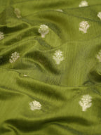 Olive Green &  Royal Blue Banarasi Soft Cotton Silk Saree