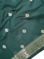 Bottle Green & Olive Green Banarasi Soft Cotton Silk Saree