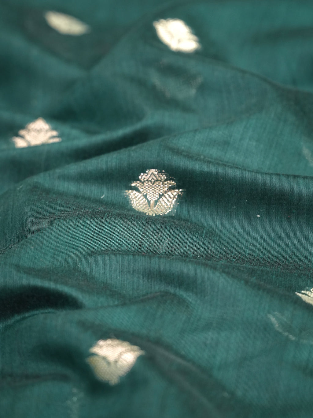Bottle Green & Olive Green Banarasi Soft Cotton Silk Saree