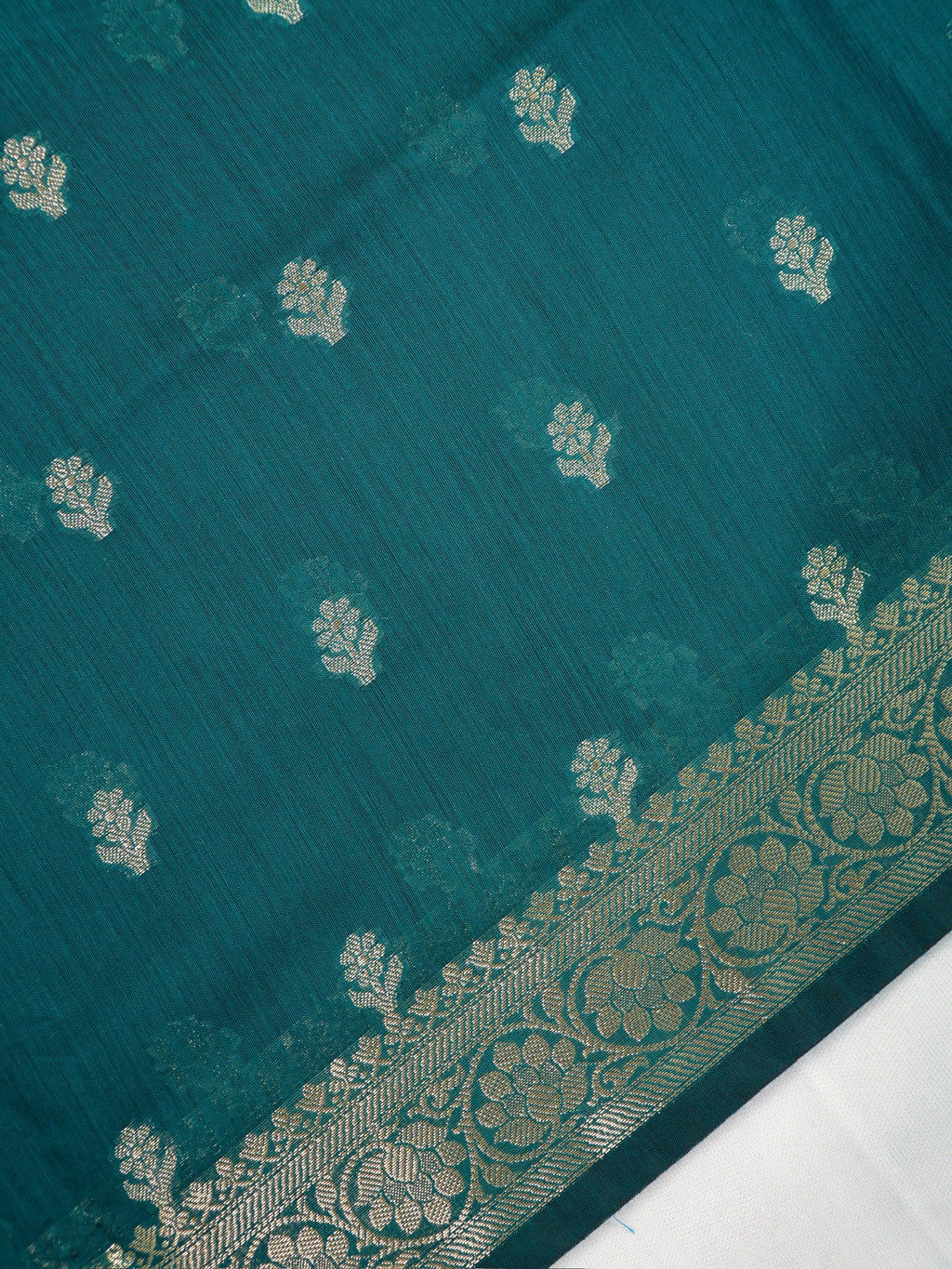 Peacock Teal & Deep Purple Banarasi Soft Cotton Silk Saree