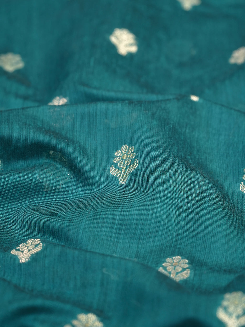 Peacock Teal & Deep Purple Banarasi Soft Cotton Silk Saree