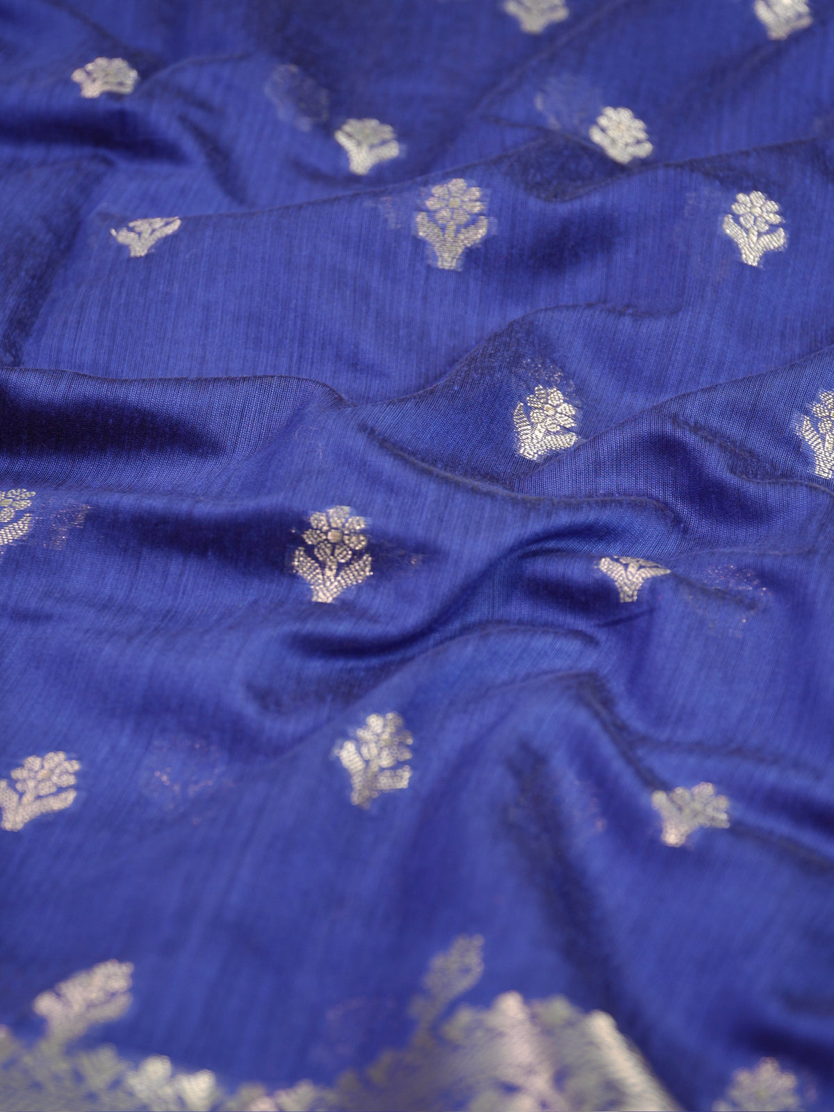 Royal Blue & Olive Green Banarasi Soft Cotton Silk Saree