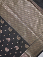 Black Banarasi Soft Katan Silk Saree with Antique Silver Zari