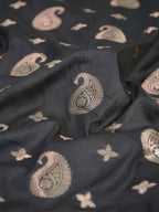 Black Banarasi Soft Katan Silk Saree with Antique Silver Zari