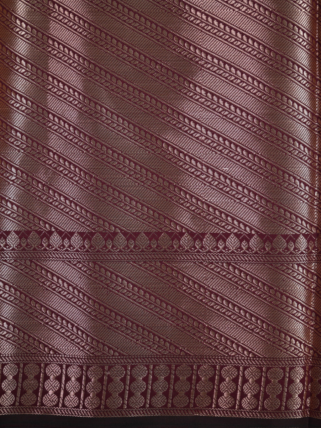 Deep Wine Banarasi Soft Katan Silk Saree with Rose Gold/Antique Zari