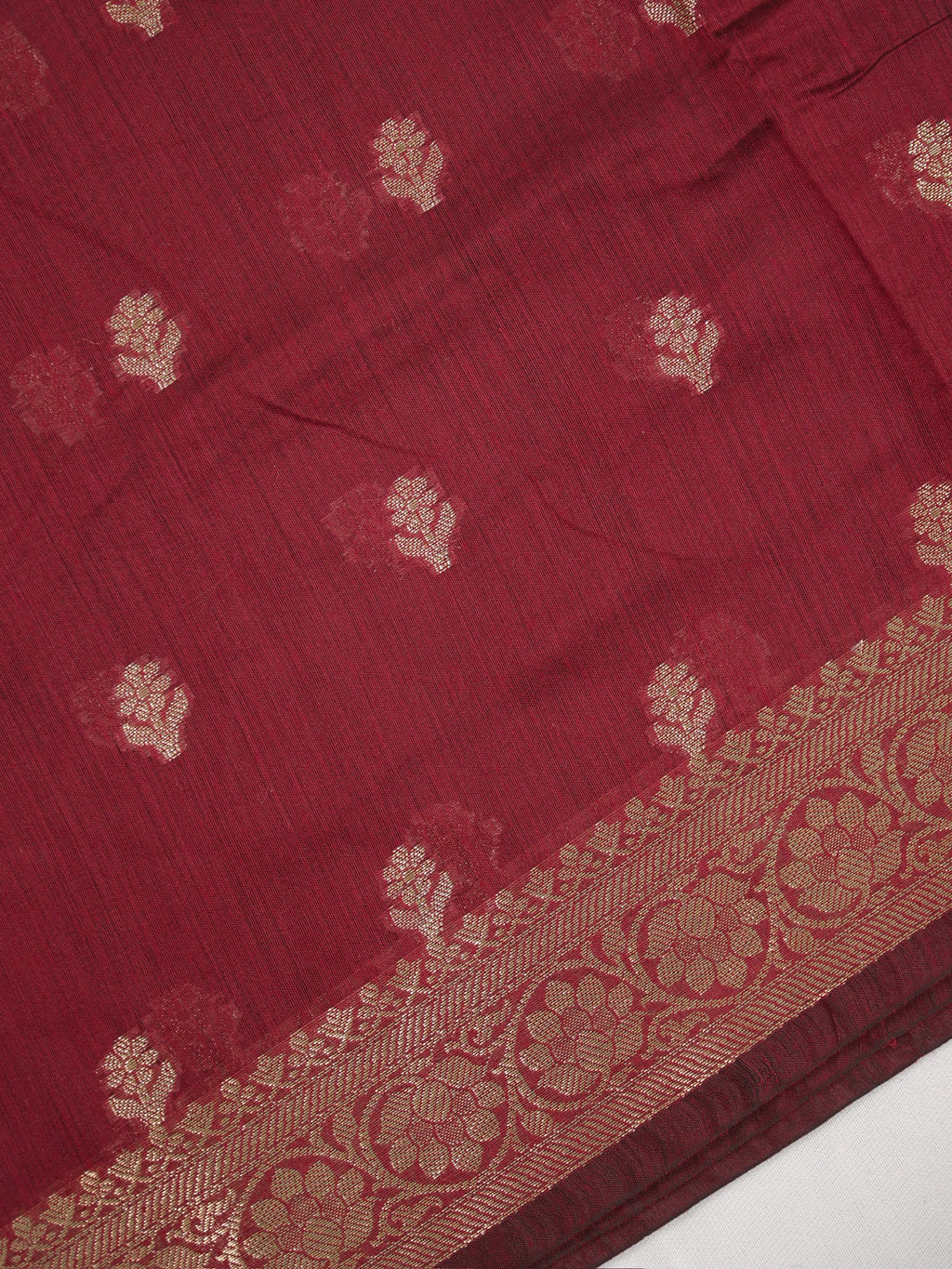 Deep Maroon & Charcoal Black Banarasi Soft Cotton Silk Saree