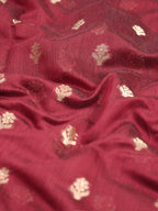 Deep Maroon & Charcoal Black Banarasi Soft Cotton Silk Saree