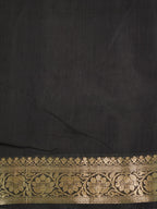 Deep Maroon & Charcoal Black Banarasi Soft Cotton Silk Saree
