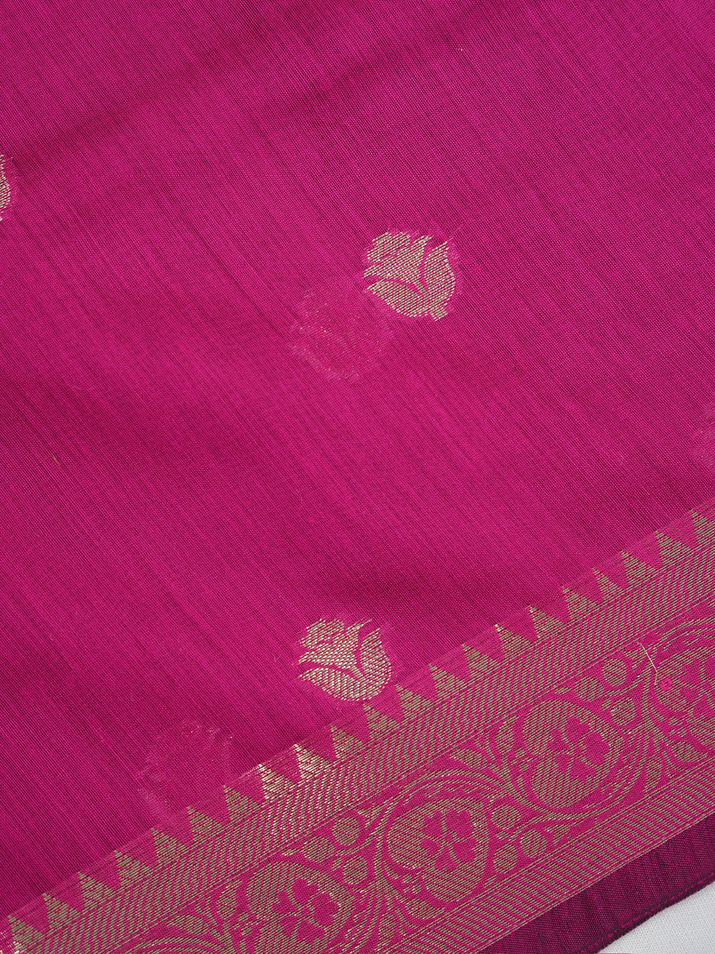 Magenta Pink & Royal Blue Banarasi Soft Cotton Silk Saree