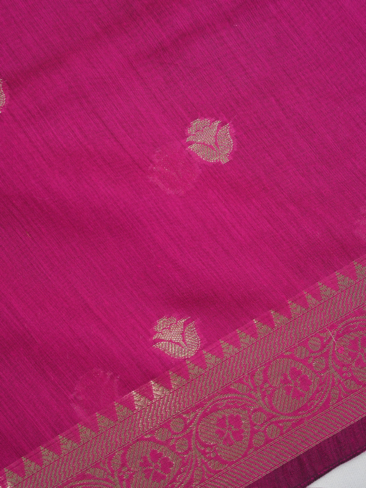 Magenta Pink & Royal Blue Banarasi Soft Cotton Silk Saree