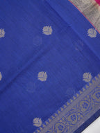 Royal Blue & Magenta Pink Banarasi Soft Cotton Silk Saree