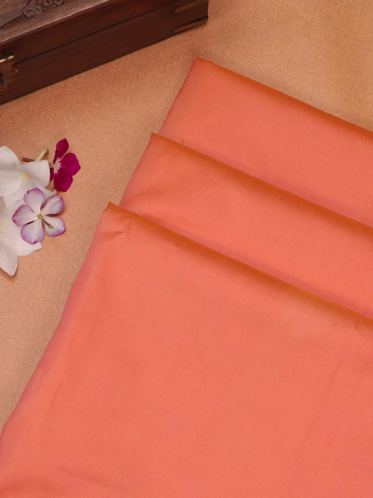 Peach Coral Banarasi Soft Silk Saree with Floral Minakari Border