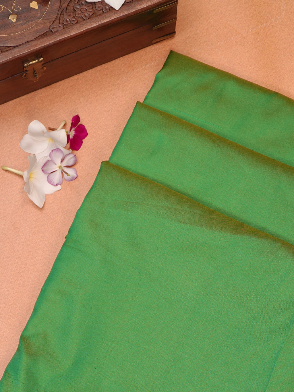 Parrot Green Banarasi Soft Silk Saree with Floral Minakari Border