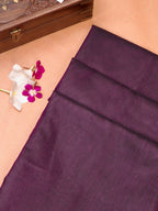 Plum Banarasi Soft Cotton Silk Saree with Temple Zari Border