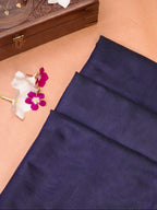 Midnight Navy Blue Banarasi Soft Cotton Silk Saree with Temple Zari Border