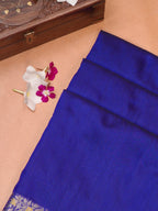 Royal Blue Banarasi Soft Silk Saree with Silver Zari Floral Minakari