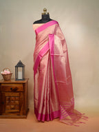 Rani Pink Banarasi Soft Tissue Brocade Silk Saree