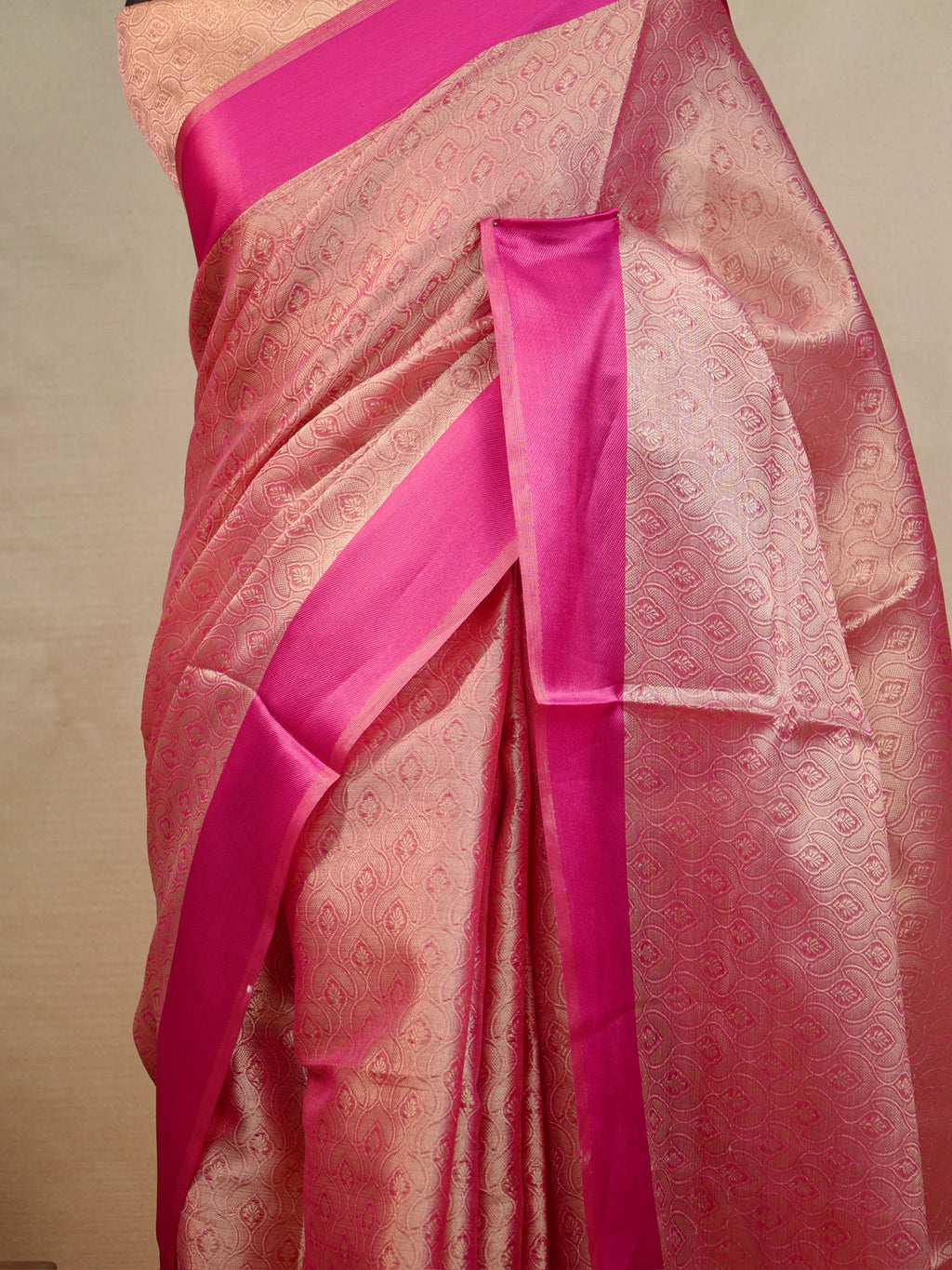 Rani Pink Banarasi Soft Tissue Brocade Silk Saree
