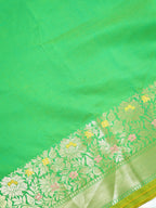 Parrot Green Banarasi Soft Silk Saree with Floral Minakari Border