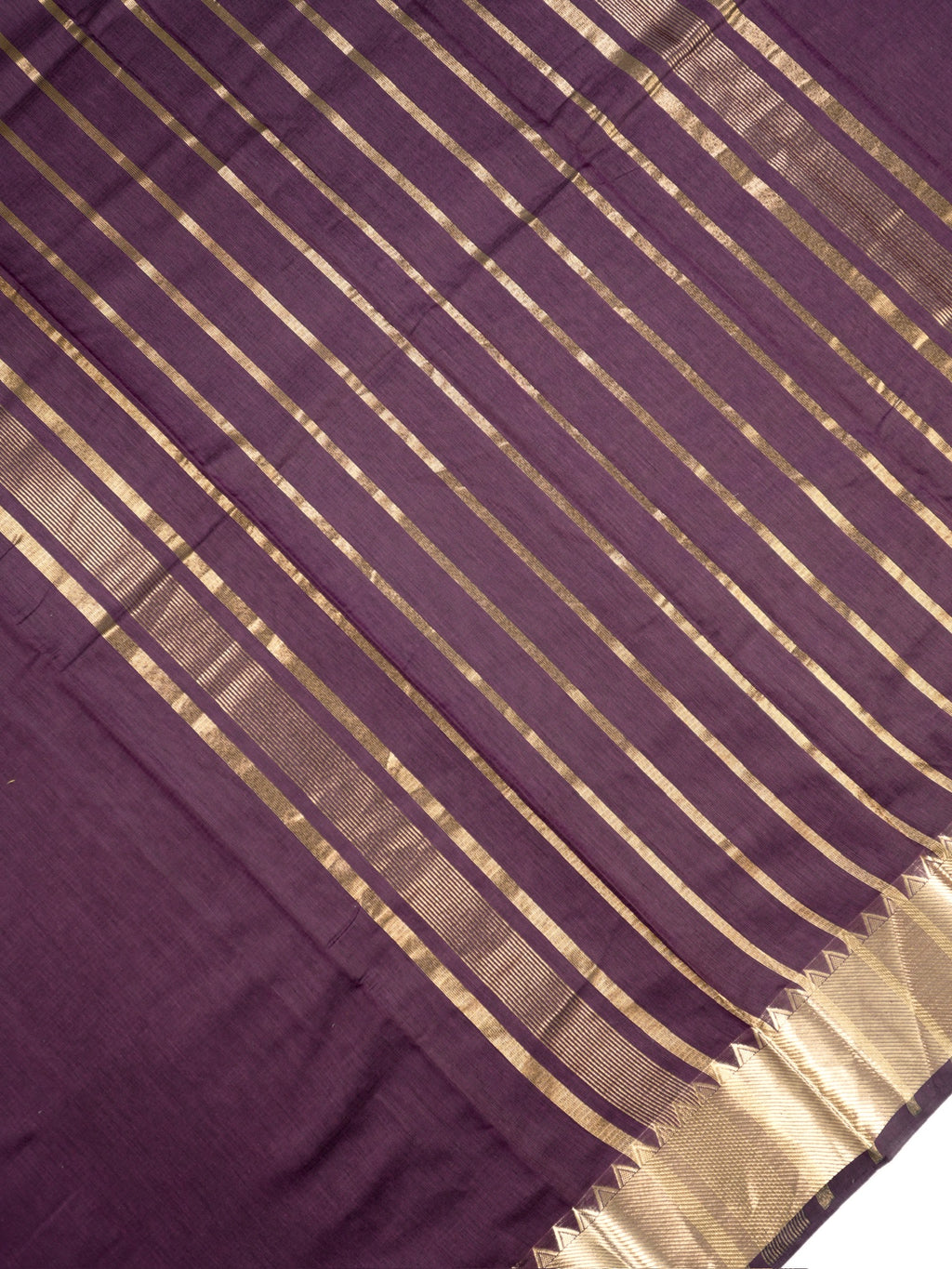 Plum Banarasi Soft Cotton Silk Saree with Temple Zari Border