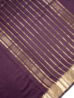 Plum Banarasi Soft Cotton Silk Saree with Temple Zari Border