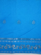 Blue Banarasi Soft Silk Saree with Silver Zari Floral Minakari