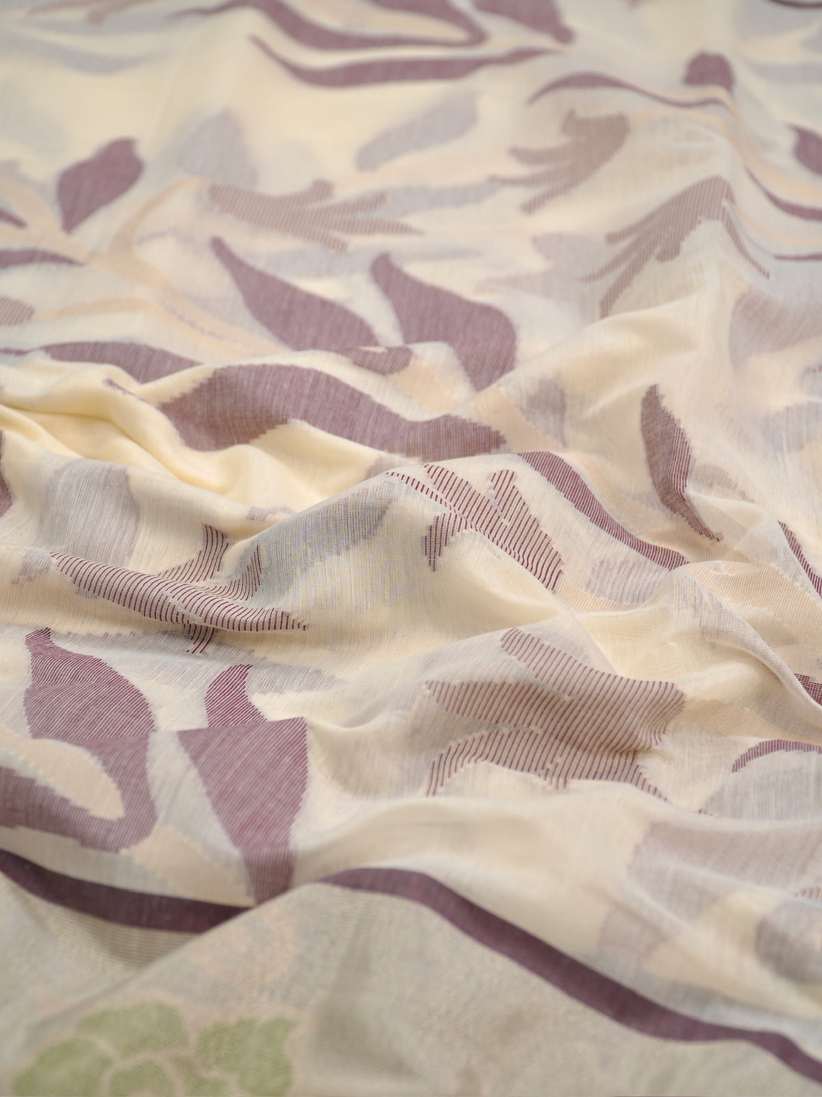 Off-White Cream & Pink Banarasi Soft Cotton Silk Saree with Floral Jaal