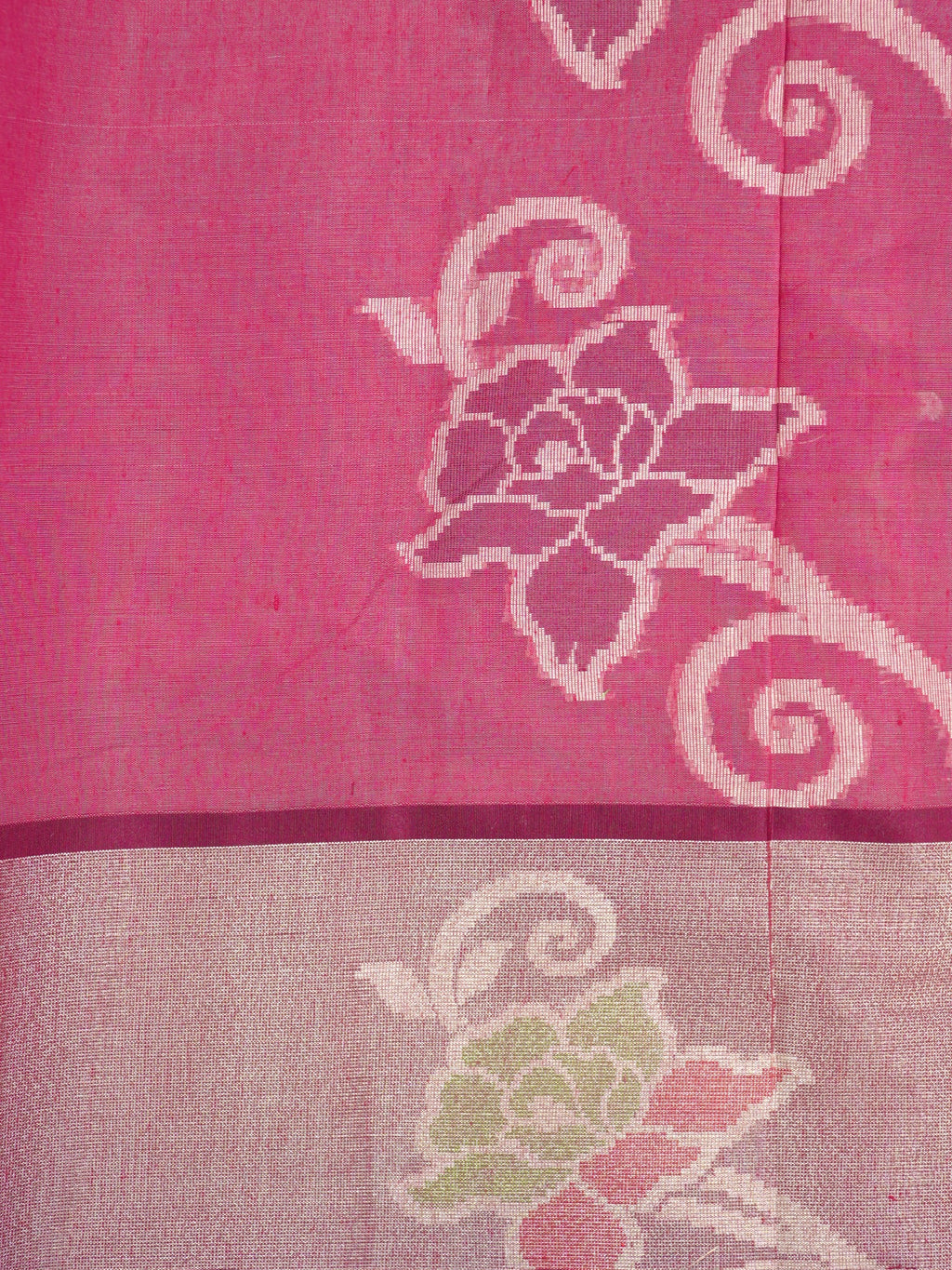 Sky Blue & pink  Banarasi Soft Cotton Silk Saree with Floral Jaal