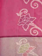 Sky Blue & pink  Banarasi Soft Cotton Silk Saree with Floral Jaal