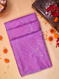 Lavender Orchid Soft Organza Floral Embroidered Saree