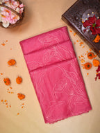 Rose Pink Soft Organza Floral Embroidered Saree