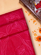 Crimson Red Soft Organza Floral Embroidered Saree