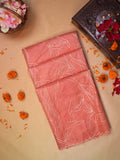 Peach Soft Organza Floral Embroidered Saree