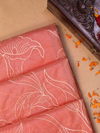 Peach Soft Organza Floral Embroidered Saree
