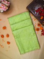 Pistachio Green Soft Organza Floral Embroidered Saree