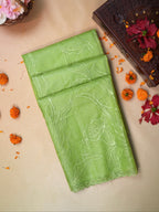 Pastel Pistachio Green Soft Organza Floral Embroidered Saree